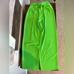Bright green wide leg pants